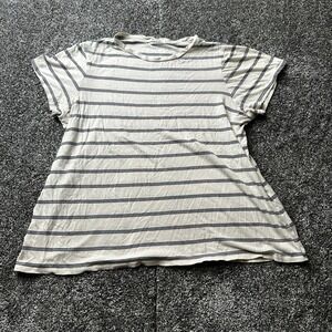 Marine Layer Shirt Mens L White Striped Crew Neck Short Sleeve Cotton Modal